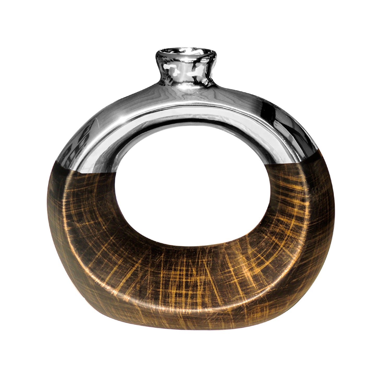 G724 SILVER AND WOOD COLOR VASE