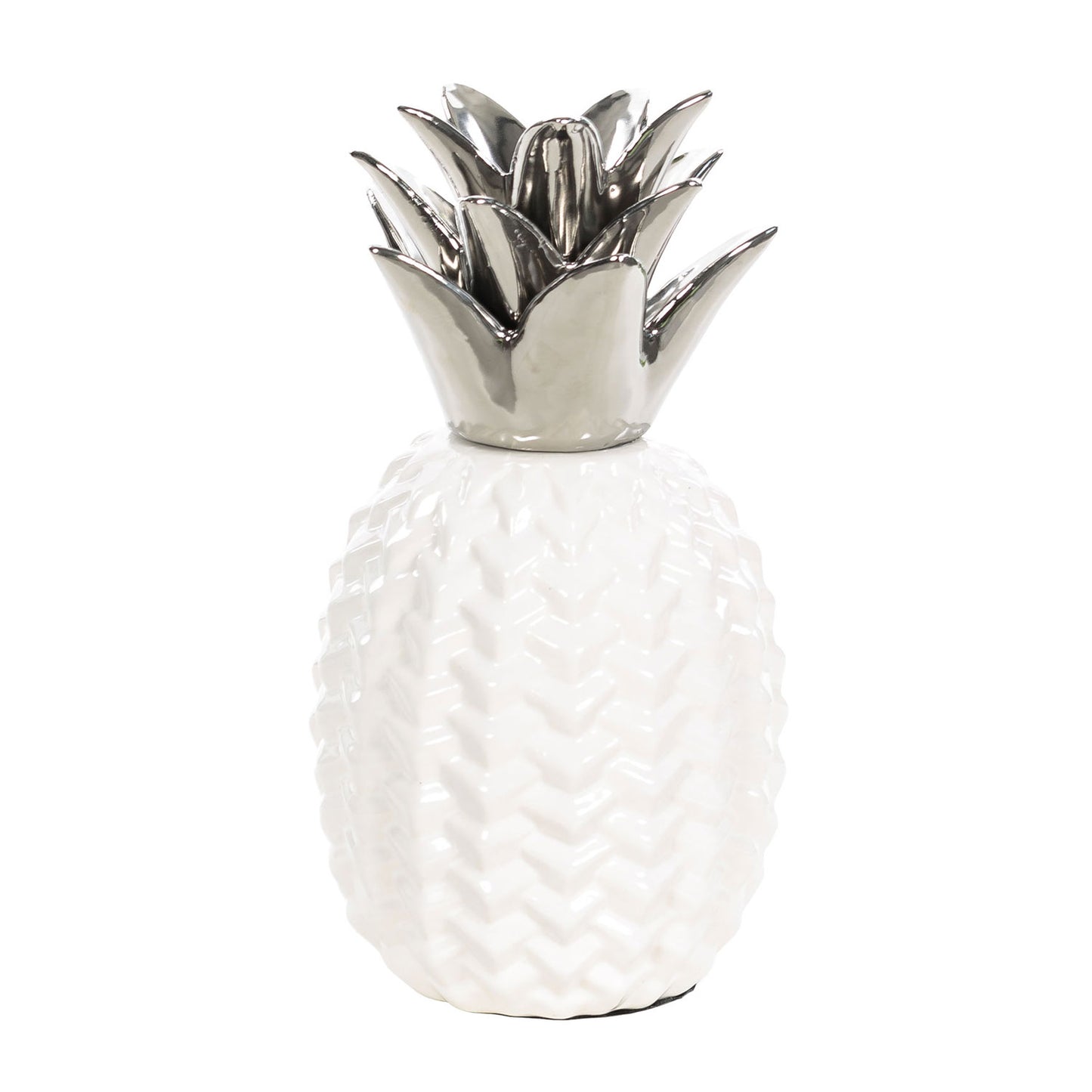 G738 WH WHITE AND SILVER PINEAPPLE
