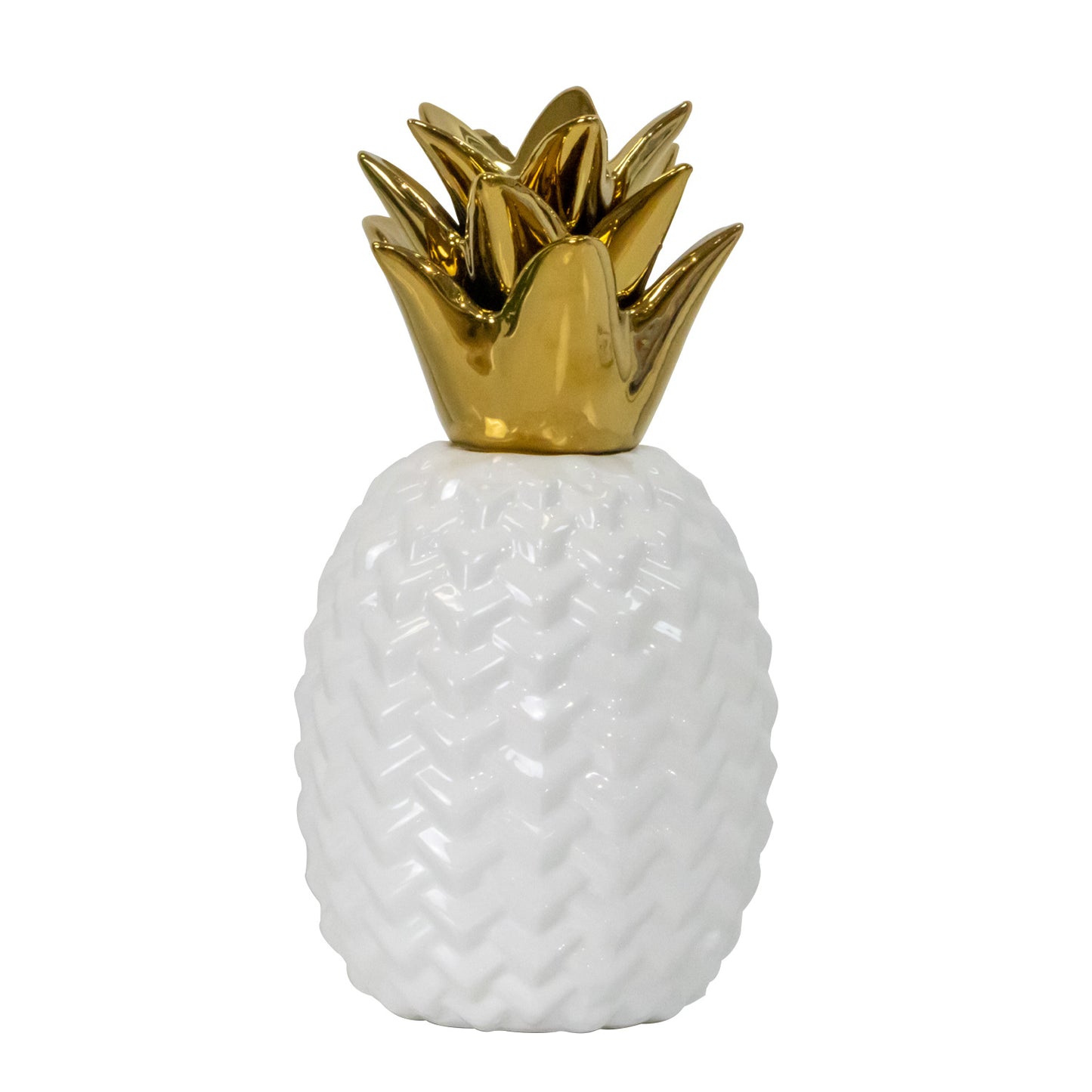 G773 WH WHITE AND GOLD PINEAPPLE