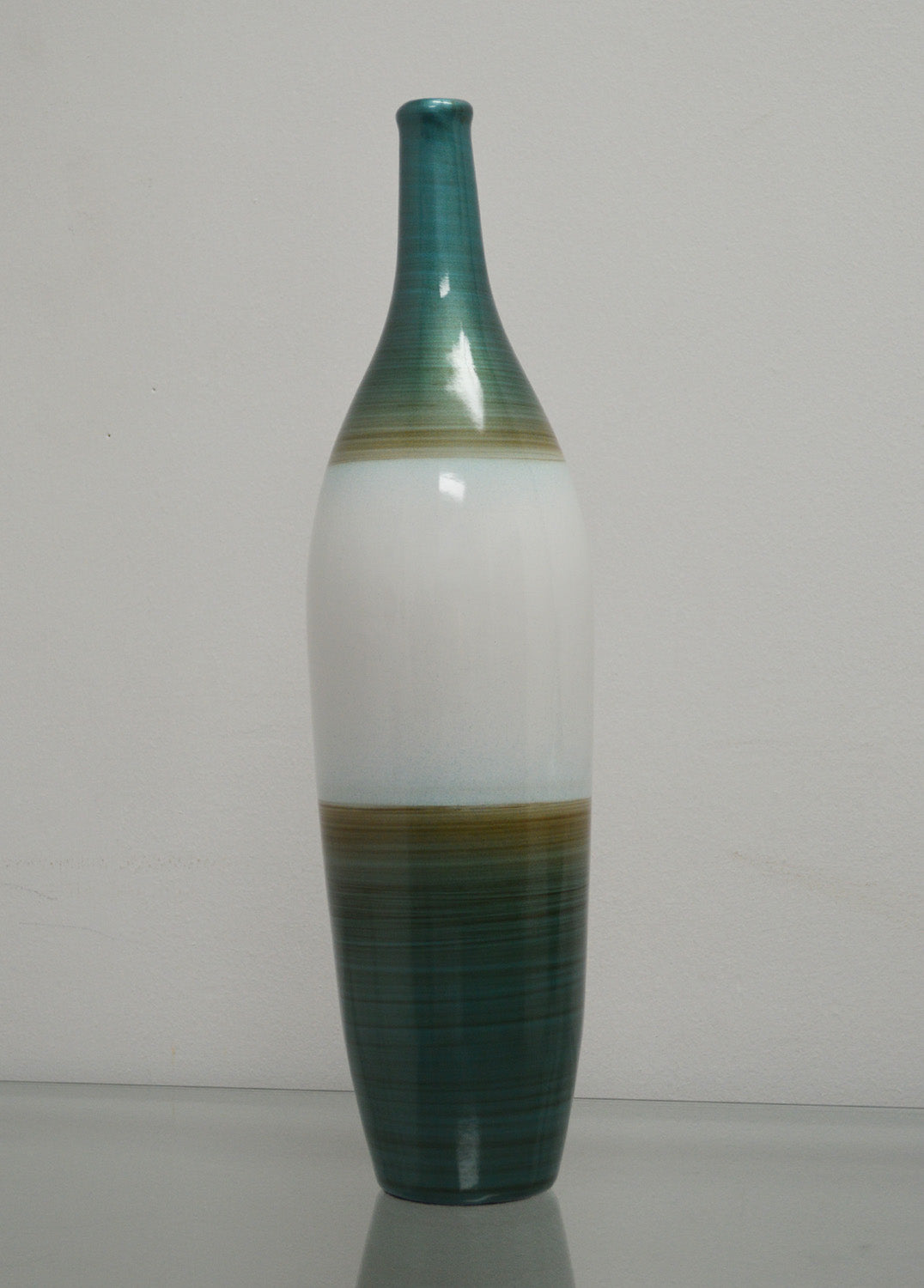 G778-L GREEN GOLD AND WHITE VASE LARGE