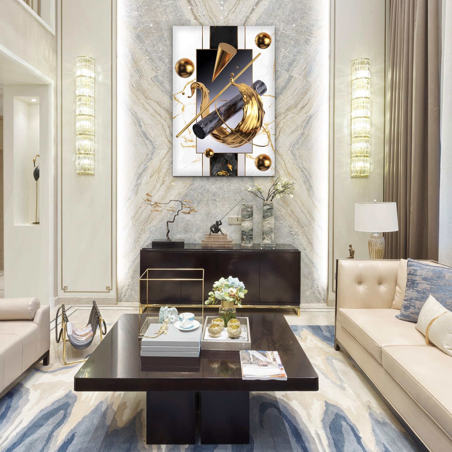 PASULC-31 GOLD WHITE AND BLACK 47X32 ACRYLIC