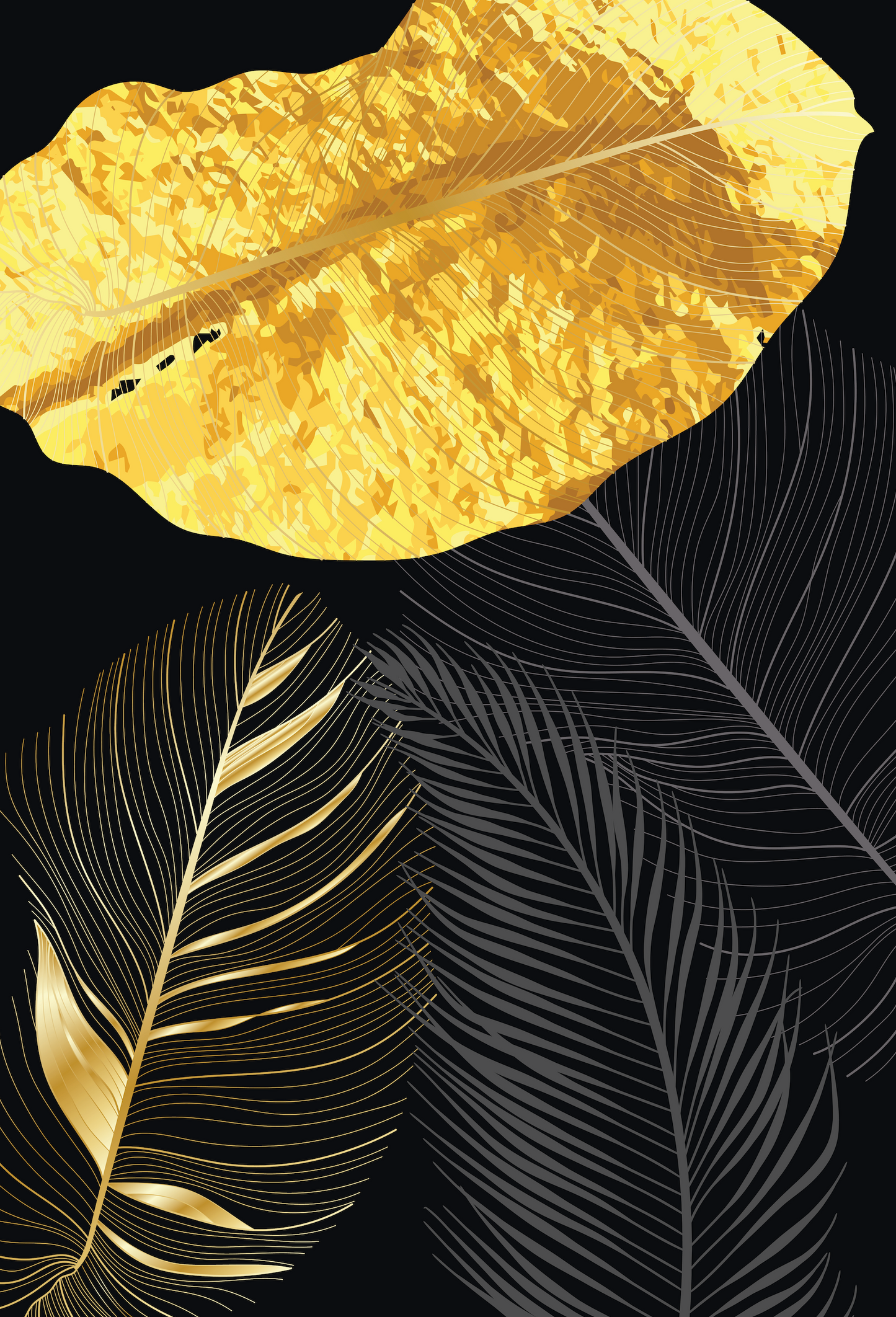 PALC-50A BLACK AND YELLOW LEAVES ACRYLIC