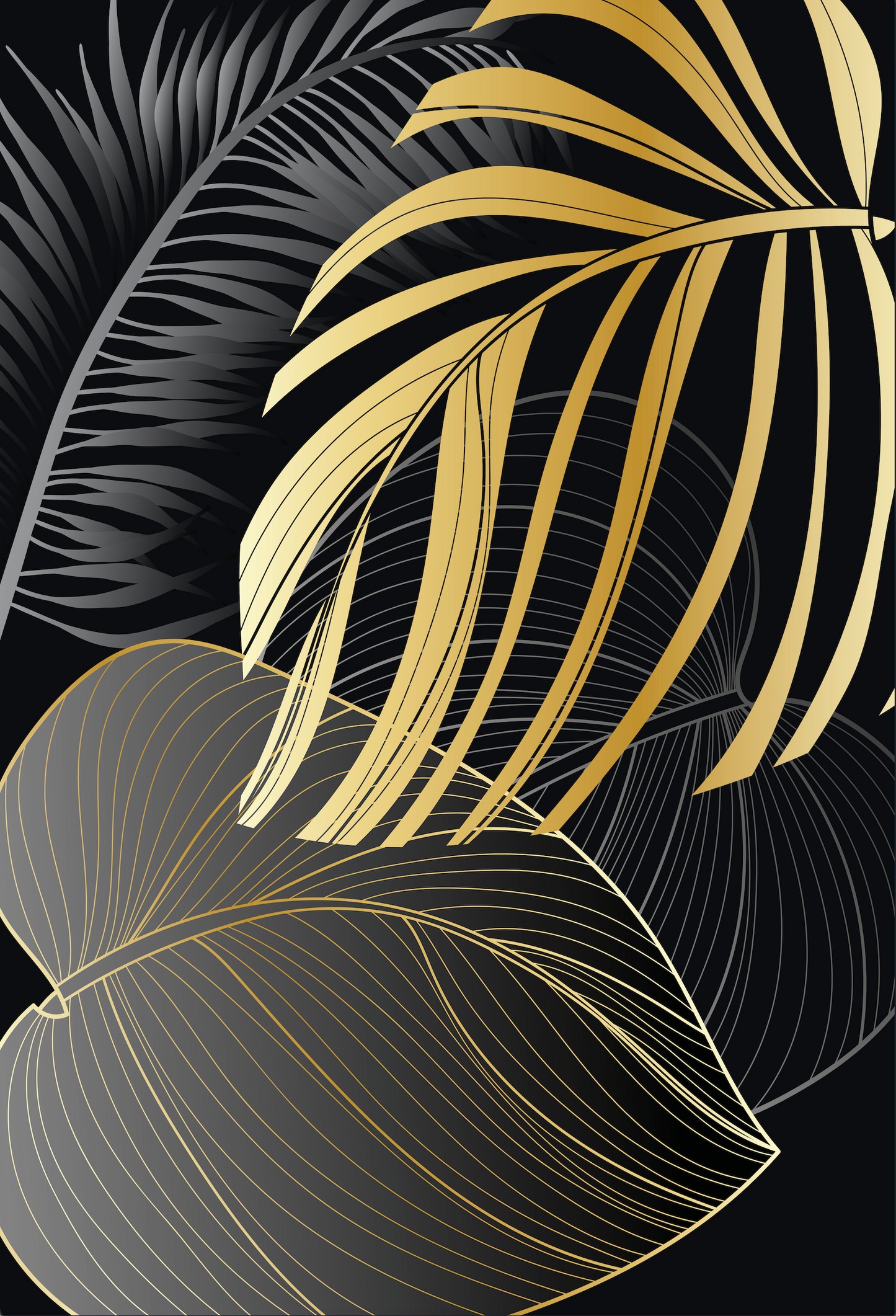 SULC-50B BLACK AND YELLOW LEAVES GLASS