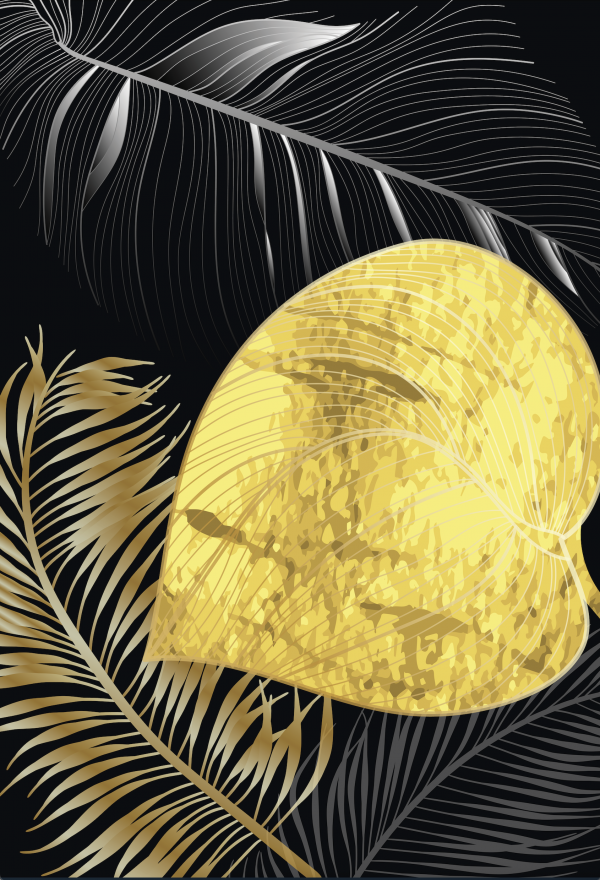 SULC-50C BLACK AND YELLOW LEAVES GLASS