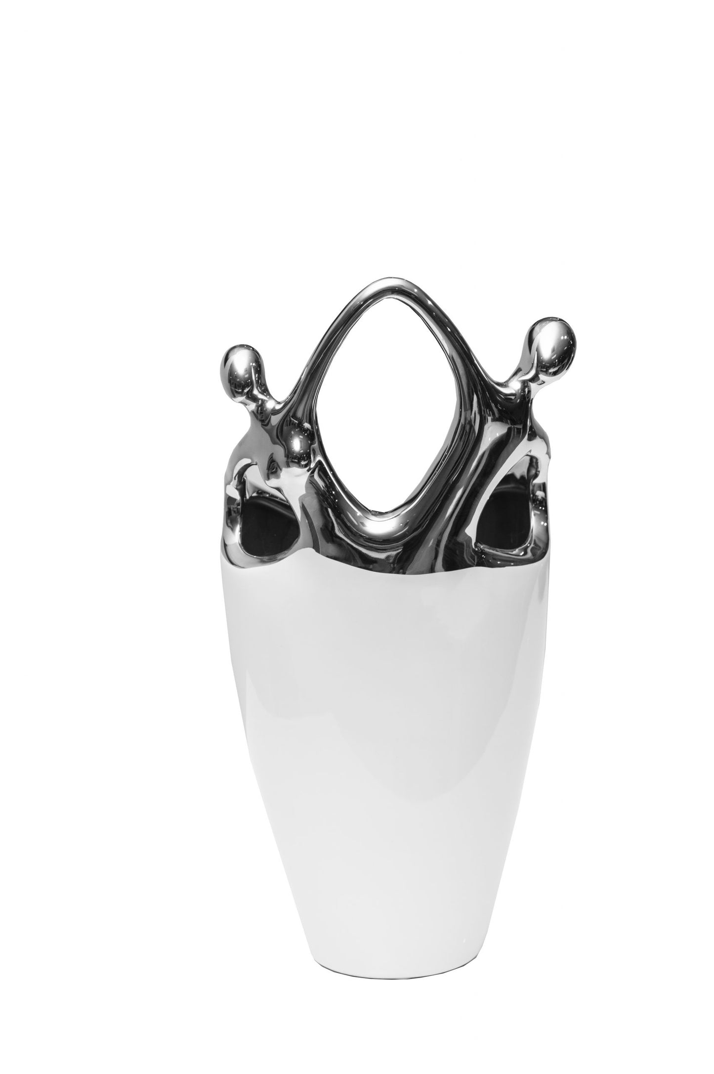 LI-1114 WHITE AND SILVER VASE