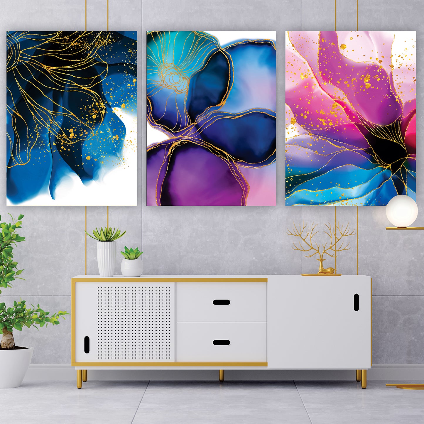 PALC-51 ABC LILAC AND BLUE FLOWERS ACRYLIC
