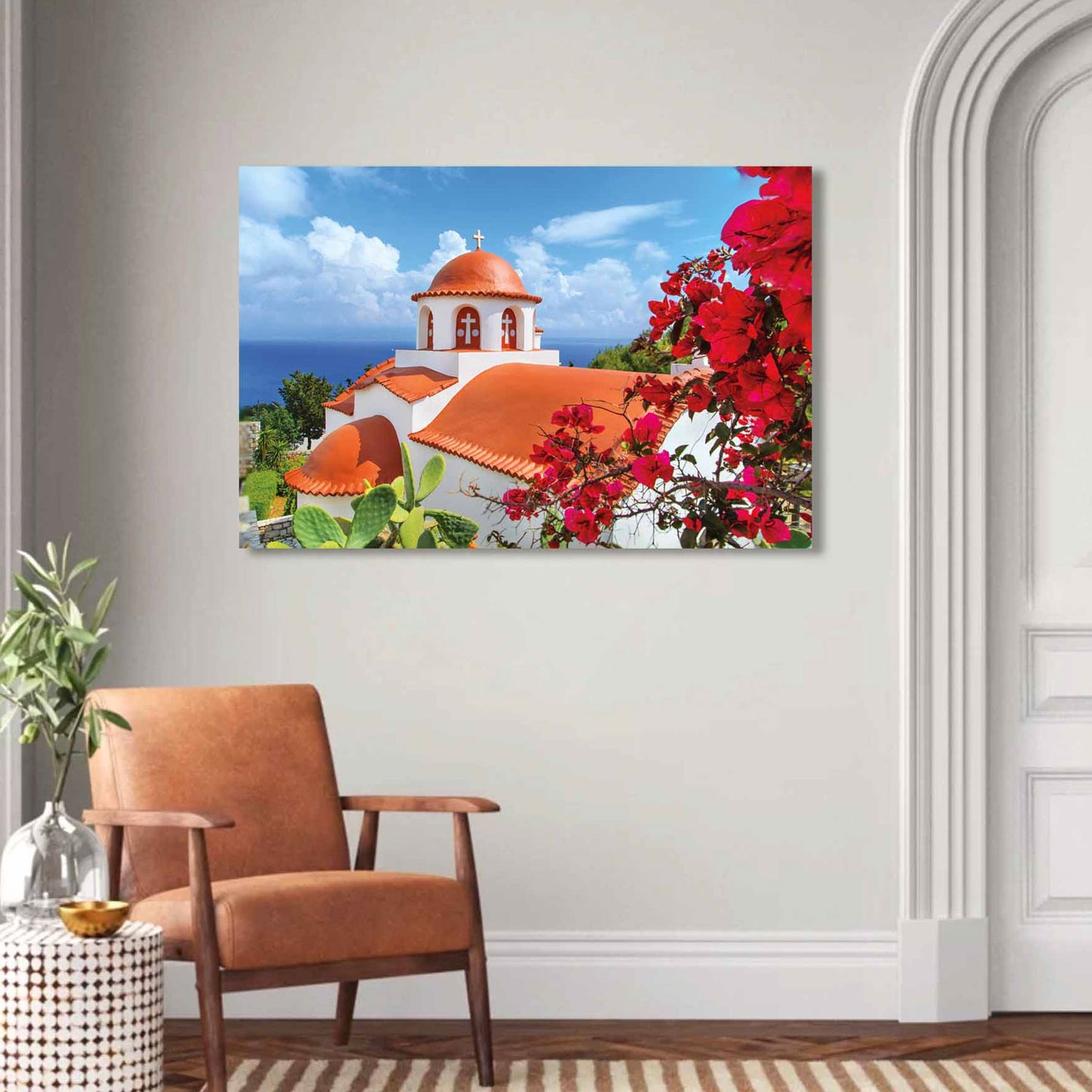SU-82018 Greece Streets and View Wall Art on Tempered Glass