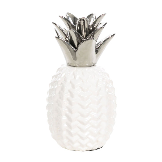 G738 WH WHITE AND SILVER PINEAPPLE
