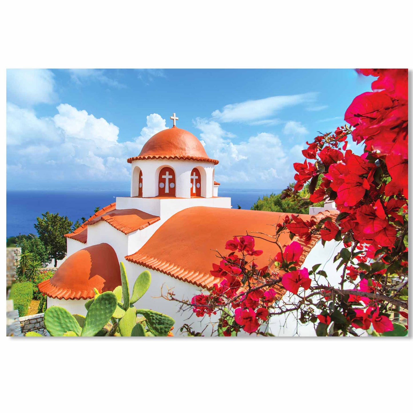 SU-82018 Greece Streets and View Wall Art on Tempered Glass