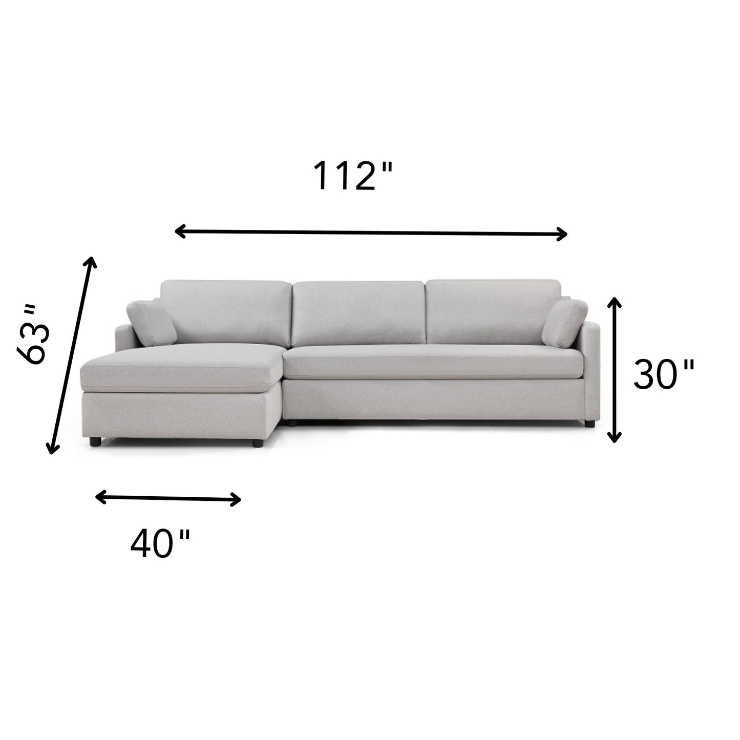 V-246 Left Upholstered Sectional Light Grey