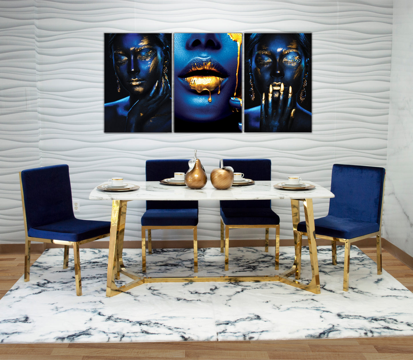 SULC-17/18/19 GOLD SET OF 3 GOLD AND BLUE WOMAN 47X32 TG